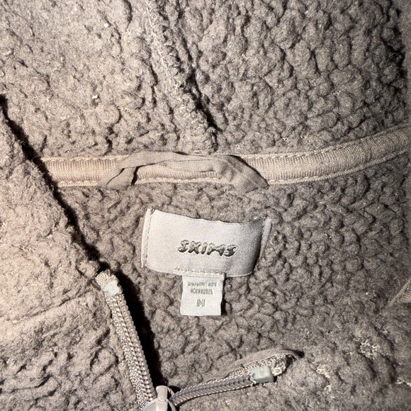 SKIMS Jacket Womens Medium Brown Teddy Sherpa Fleece Cropped Full Zip Hoodie - Picture 4 of 6